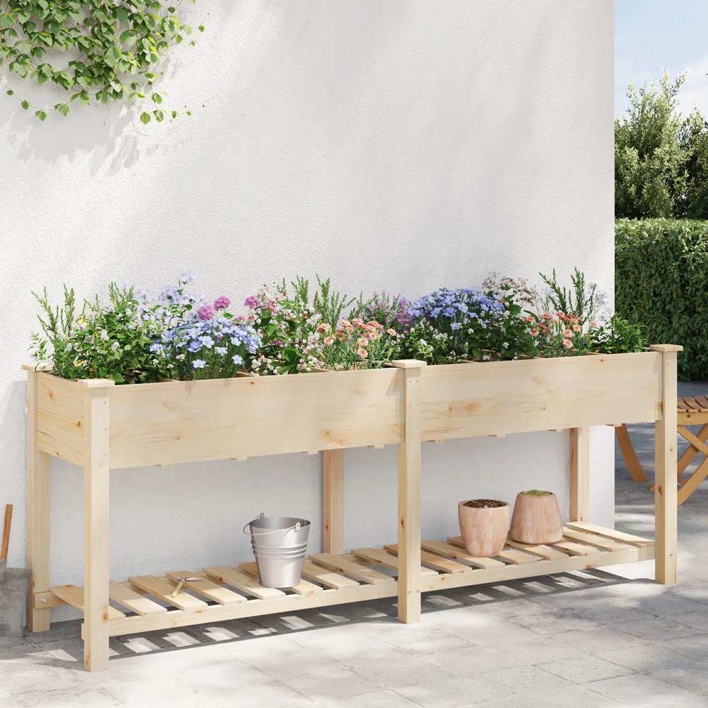 vidaXL Γλάστρα Κήπου με Πλέγματα 203x53x76 εκ Μασίφ Ξύλο Πεύκου