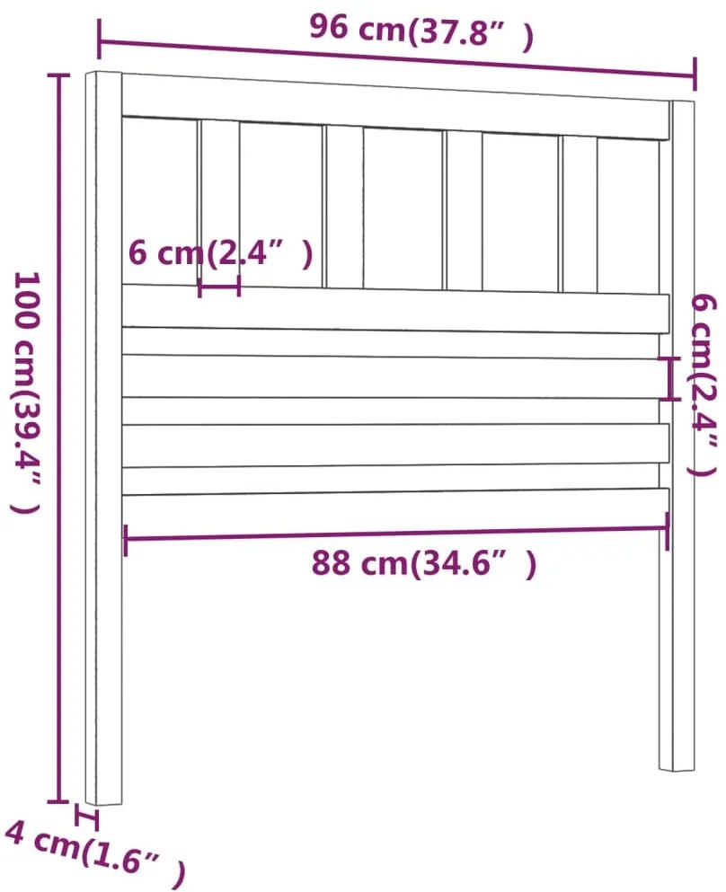 vidaXL Κεφαλάρι Κρεβατιού 96x4x100 εκ. από Μασίφ Ξύλο Πεύκου