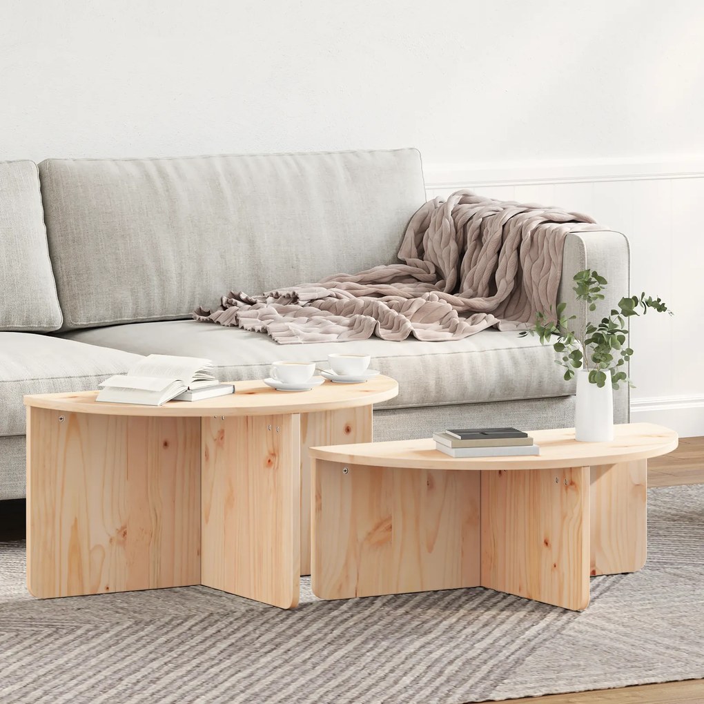 vidaXL Τραπεζάκι σαλονιού 2 pcs Φυσικό 79 x 39.5 x 40 εκ
