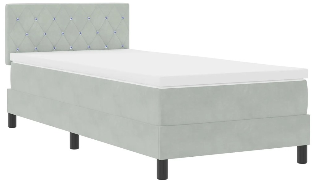 vidaXL Κρεβάτι με Στρώμα Light Grey Μονό Βελούδο