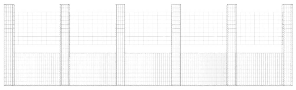 Συρματοκιβώτιο σε U Σχήμα με 6 Στύλους 620x20x200 εκ. Σιδερένιο - Ασήμι