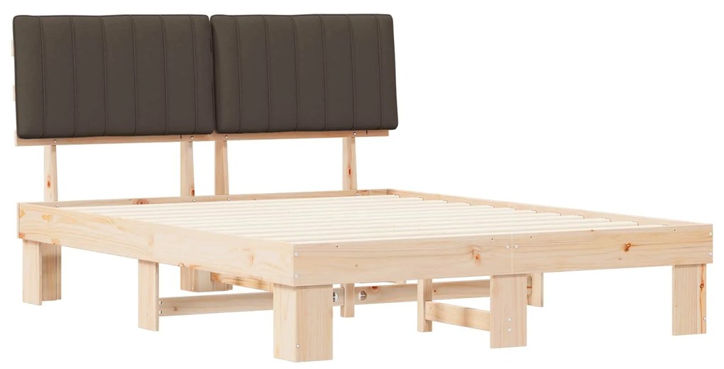 vidaXL Σκελετός Κρεβατιού με Επενδεδυμένο Κεφαλάρι Taupe 160 x 200 cm