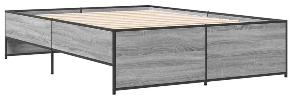 vidaXL Πλαίσιο Κρεβατιού Γκρι Sonoma 140x190 εκ. Επεξ. Ξύλο &amp; Μέταλλο