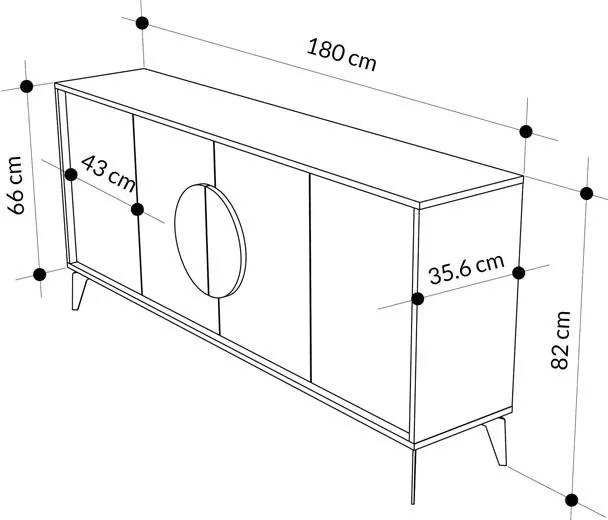 Μπουφές Gora σε απόχρωση ανοιχτό καρυδί 180x35.6x82εκ 180x35.6x82 εκ.