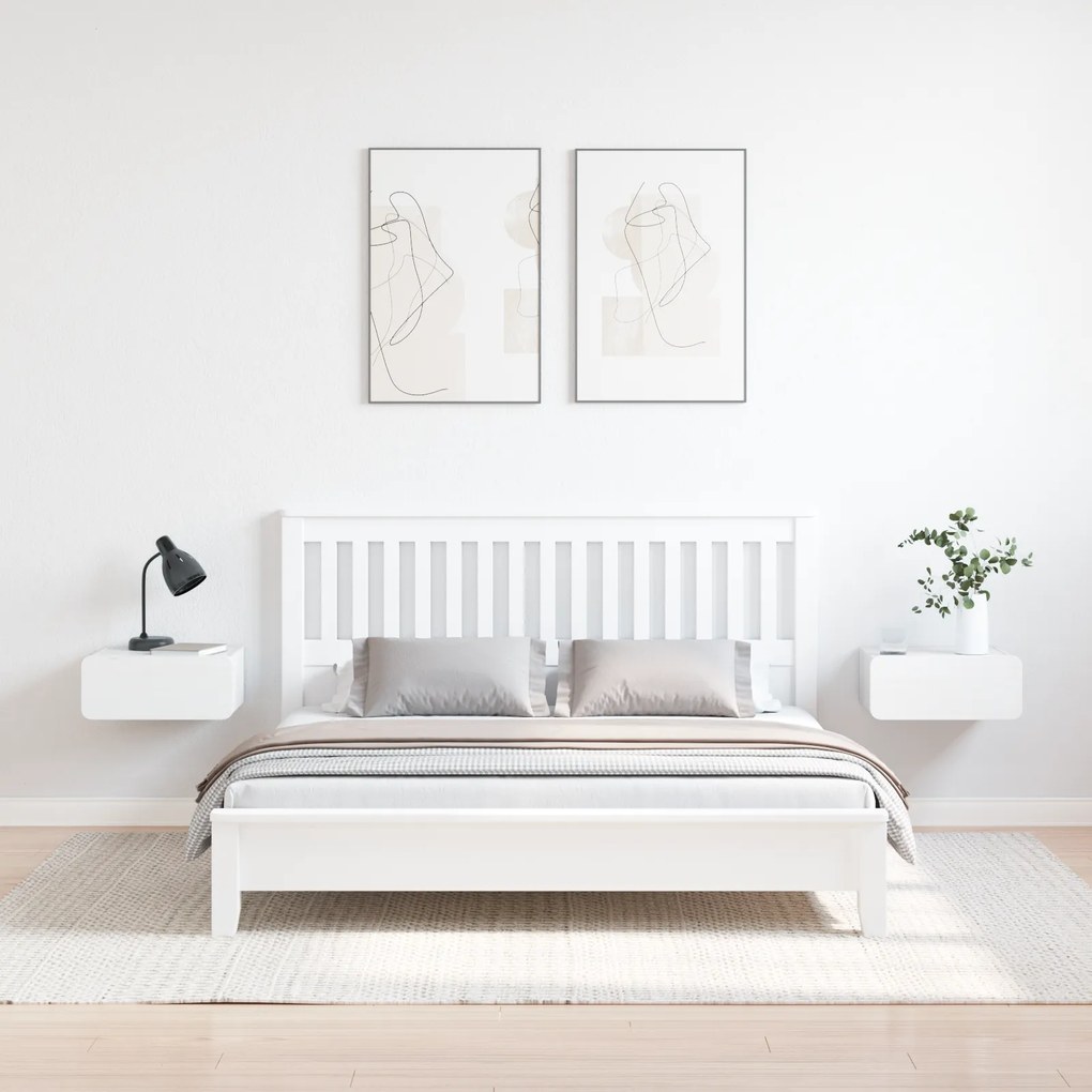 vidaXL Κομοδίνο 2 pcs Λευκό 39 x 34 x 16.5 εκ. Μασίφ ξύλο πεύκου