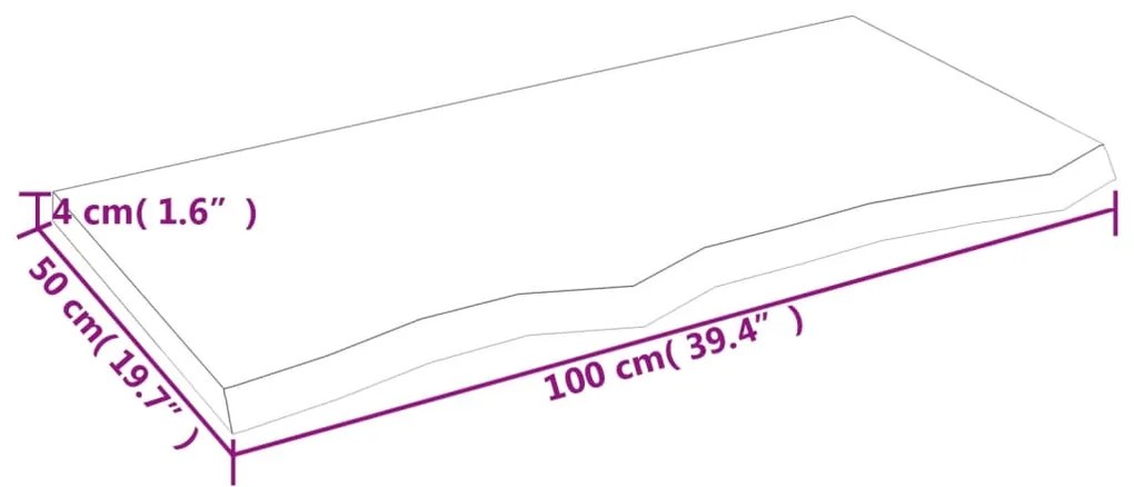 Πάγκος Μπάνιου Αν. Καφέ 100x50x(2-4) εκ. Επεξεργ. Μασίφ Ξύλο 3156132
