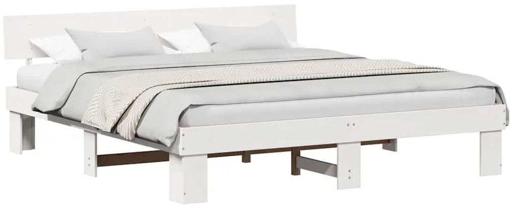 vidaXL Σκελετός Κρεβατιού Λευκό 180 x 200 cm Μασίφ ξύλο πεύκου