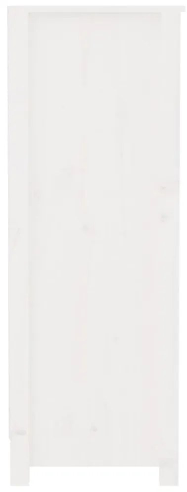 vidaXL Βιβλιοθήκη Λευκή 80 x 35 x 97 εκ. από Μασίφ Ξύλο Πεύκου