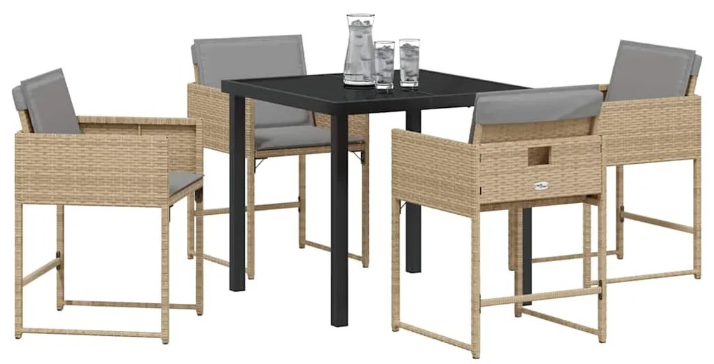 vidaXL Σέτ φαγητού για κήπο 5 pcs Μπεζ συνθετικό ρατάν