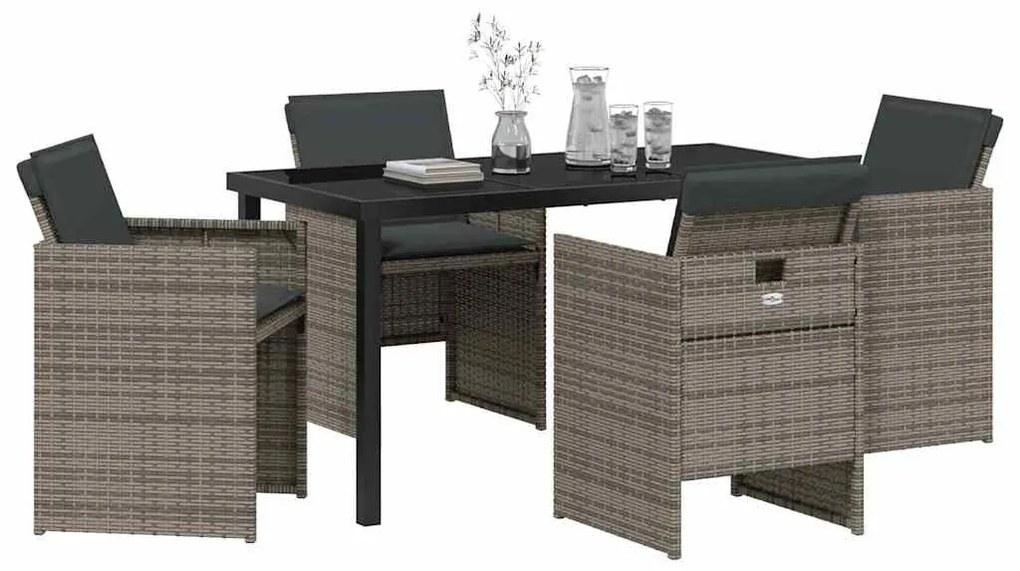 vidaXL Σέτ φαγητού για κήπο 5 pcs Γκρι συνθετικό ρατάν
