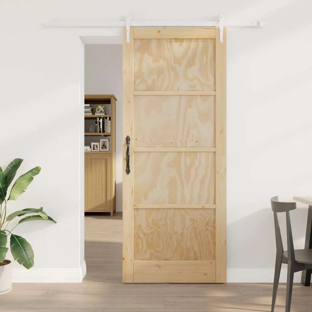 vidaXL Συρόμενη Πόρτα Φυσικό και λευκό 86 x 211 cm