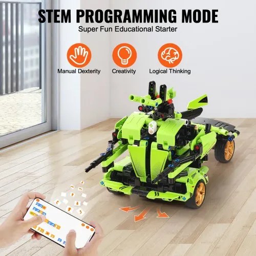 VEVOR STEM Building Toys for Kids 2 in 1 App &amp; Remote Control Car/Robot 461 PCS