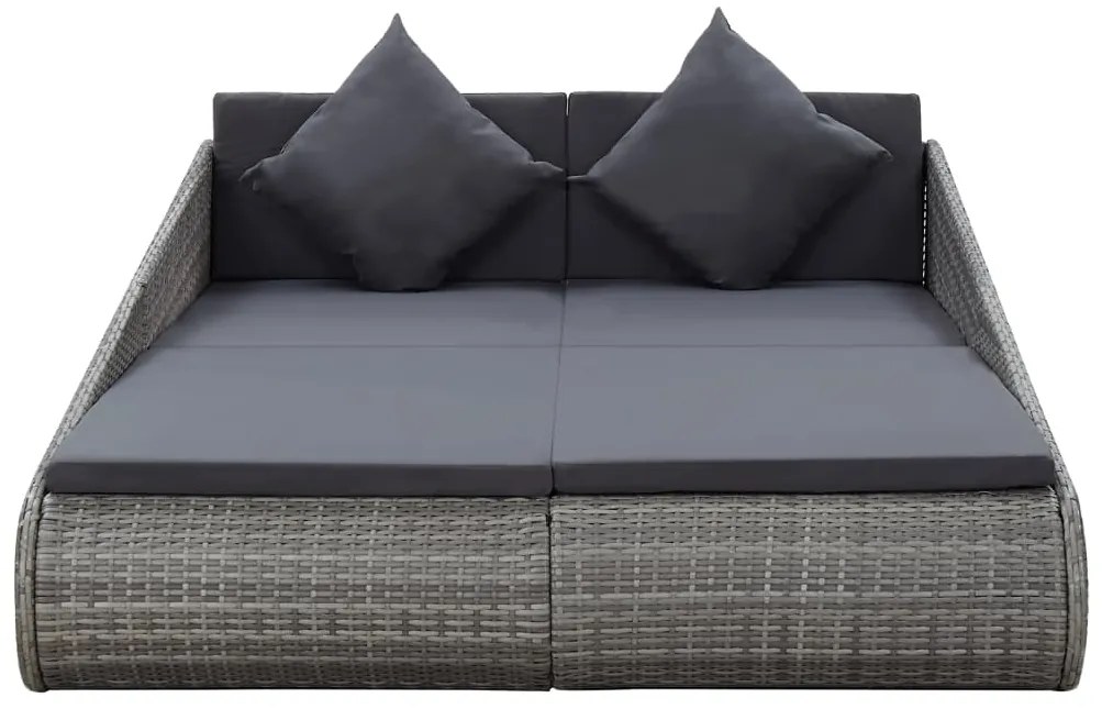 vidaXL Ξαπλώστρα - Κρεβάτι Κήπου Γκρι 110x200 εκ. Συνθετικό Ρατάν