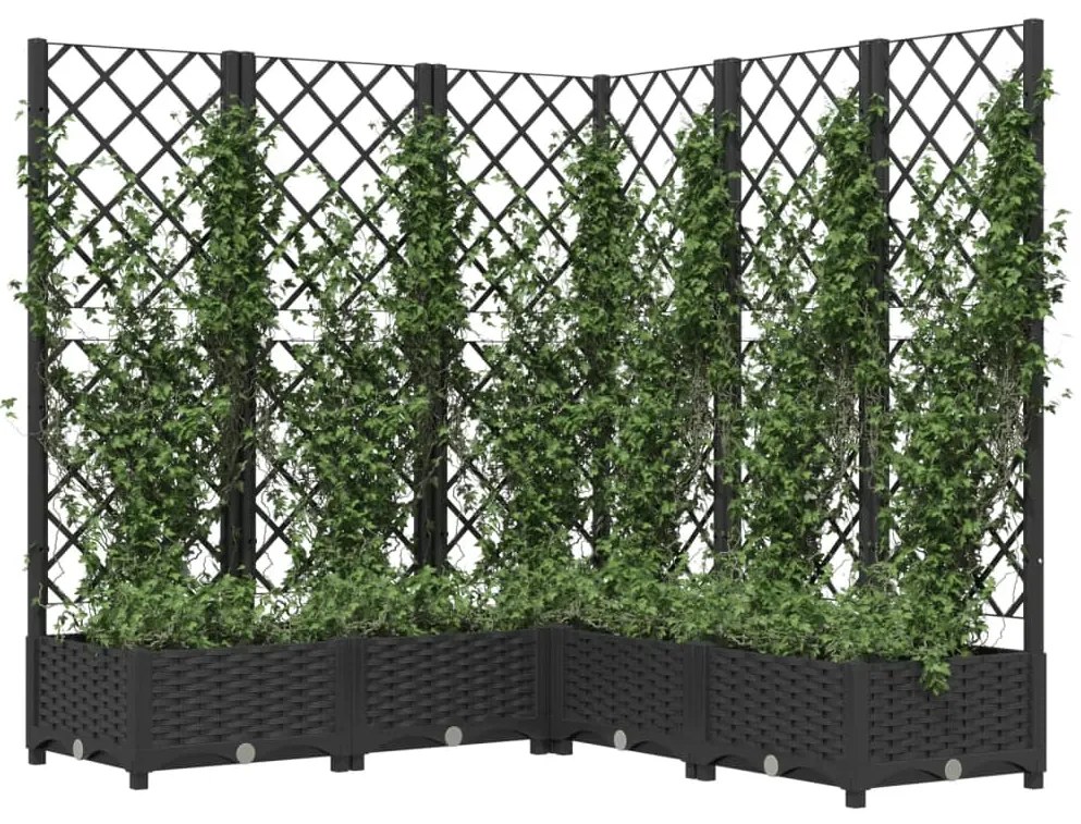 vidaXL Ζαρντινιέρα Κήπου με Καφασωτό Μαύρο 120x120x121,5 εκ. από PP