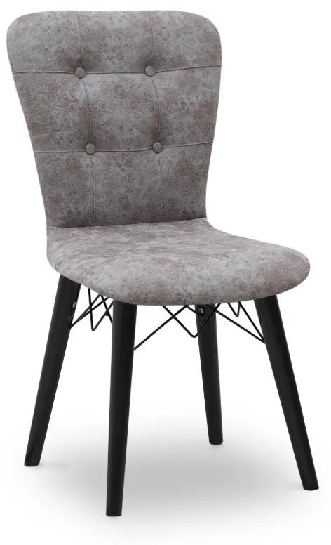 0222813 Καρέκλα τραπεζαρίας Palmira Megapap υφασμάτινη χρώμα γκρι - μαύρο πόδι 47x44x88εκ. Ύφασμα, 1 Τεμάχιο