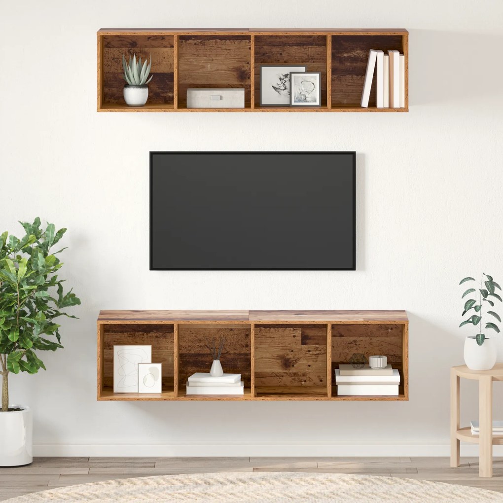 vidaXL Σετ επίπλου τηλεόρασης 2 pcs Παλιό ξύλο 37 x 37 x 142.5 εκ