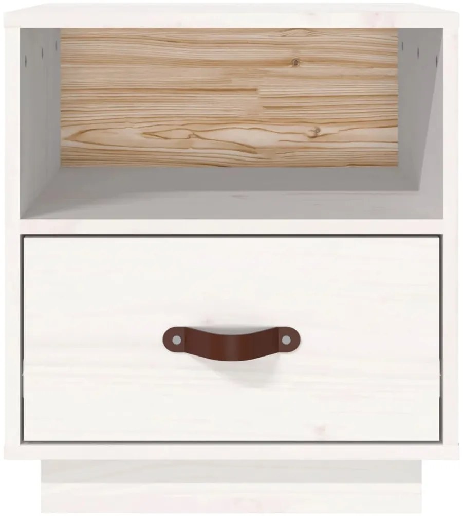 vidaXL Κομοδίνο Λευκό 40 x 34 x 45 εκ. από Μασίφ Ξύλο Πεύκου