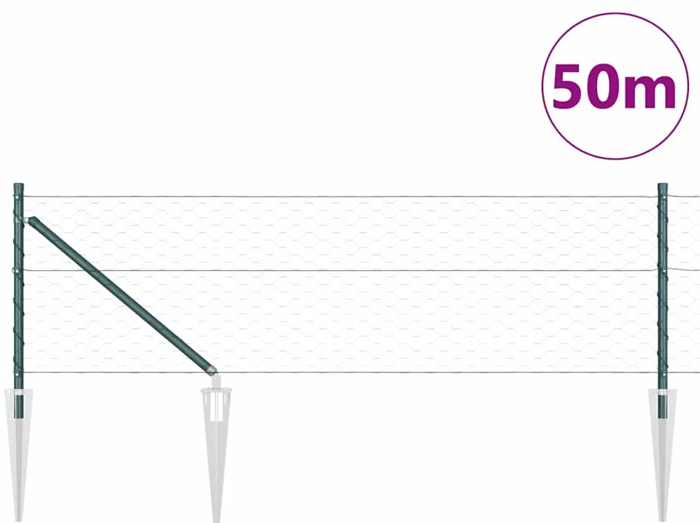 vidaXL Εξαγωνικός Φράκτης Πράσινος 0.6x50 μ Χάλυβα