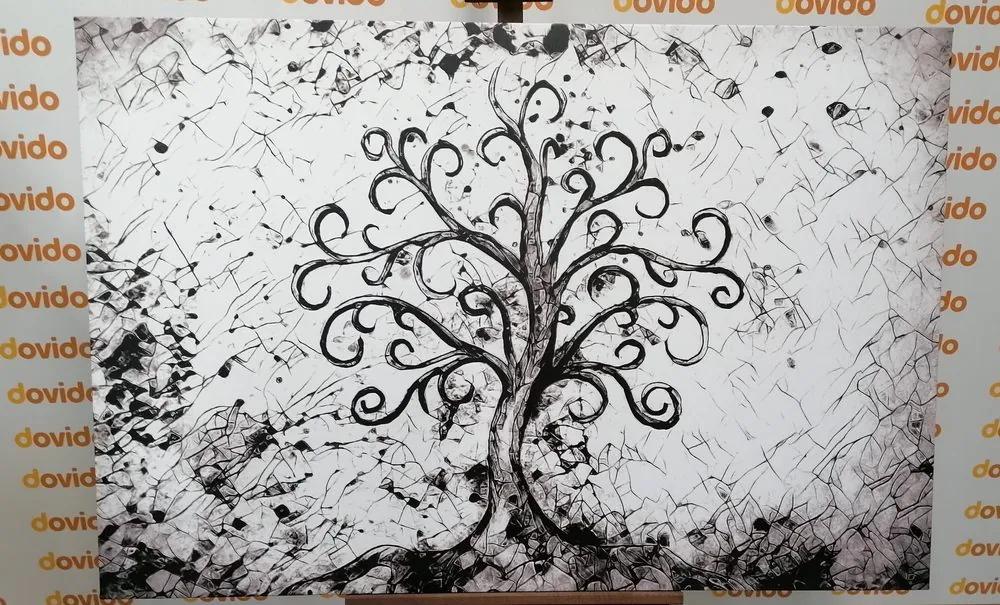 Εικόνα σύμβολο του δέντρου της ζωής σε ασπρόμαυρο σχέδιο - 120x80