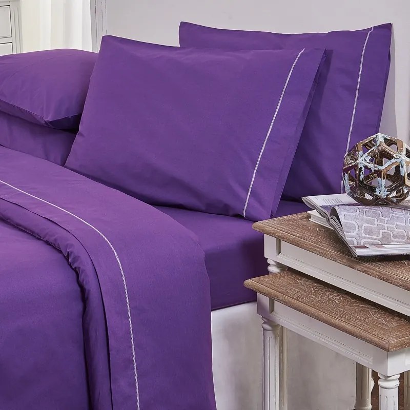 Σετ Σεντόνια Βαμβακερά Μονά 175x270εκ. Arcobaleno Bello Purple 19V69