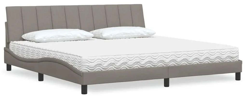vidaXL Κρεβάτι με Στρώμα Taupe 200x200 εκ. Υφασμάτινο