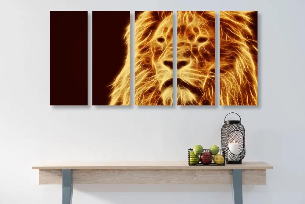 Εικόνα 5 μερών κεφάλι λιονταριού σε αφηρημένο σχέδιο - 200x100
