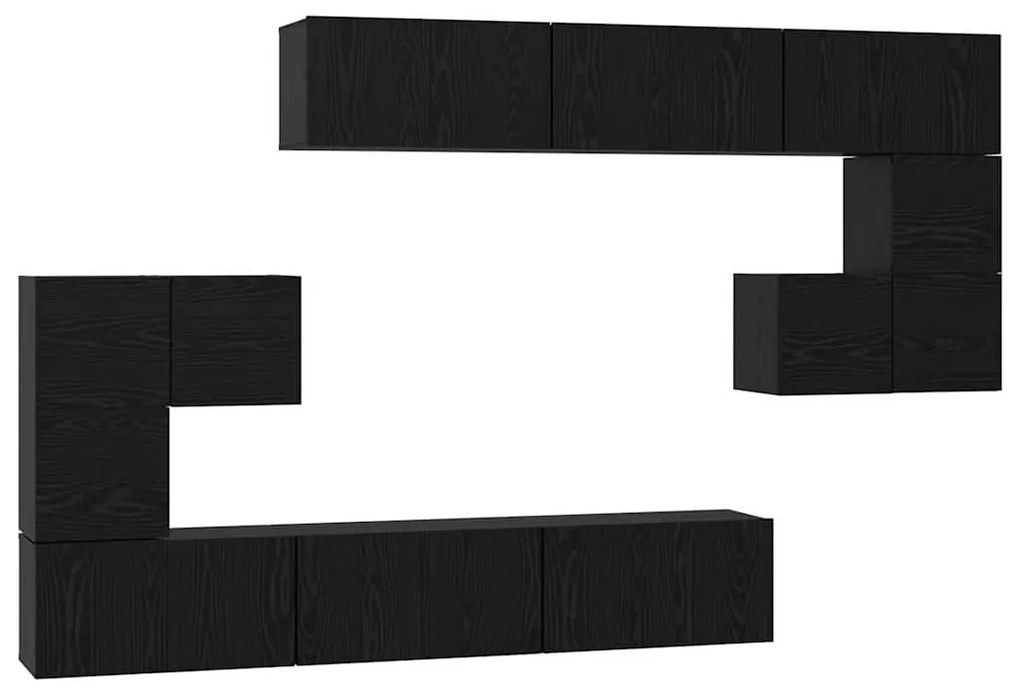 vidaXL Σετ επίπλου τηλεόρασης 10 pcs Μαύρη δρυς 60 x 30 x 30 cm