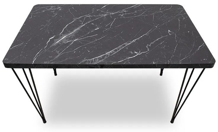 Σετ τραπεζαρία 5τμχ Roger - Viva Megapap Mdf - PP χρώμα μαύρο εφέ μαρμάρου - μαύρο 120x70x75εκ.