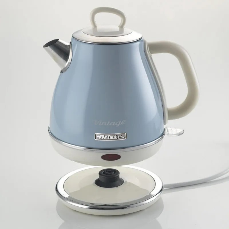 Ηλεκτρικός βραστήρας Ariete VINTAGE 2868/05, 1630W, 1 l, Μεταλλικό σώμα, Γρήγορο βράσιμο, Ασύρματη βάση, Μπλε