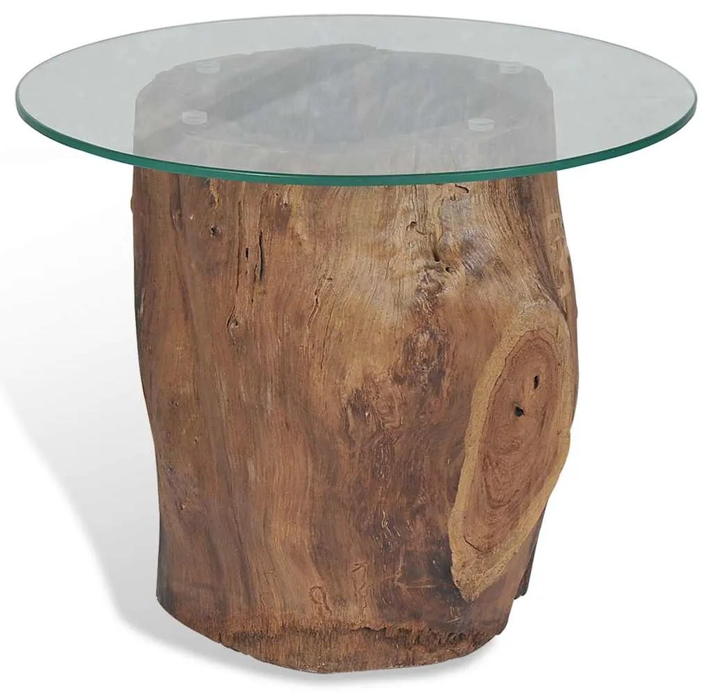 vidaXL Τραπεζάκι Σαλονιού 50 x 40 εκ. από Ξύλο Teak / Γυαλί