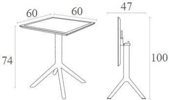 SKY OLIVE GREEN 60Χ60X74εκ. ΤΡΑΠΕΖΙ ΠΤΥΣ/ΝΟ ΠΟΛ/ΝΙΟΥ