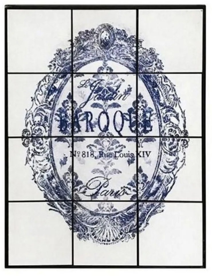 Κάδρο Με Πλακάκι Έμβλημα SAZ110 Λευκό-Μπλε 84x63x4cm Espiel Κάθετοι Ceramic