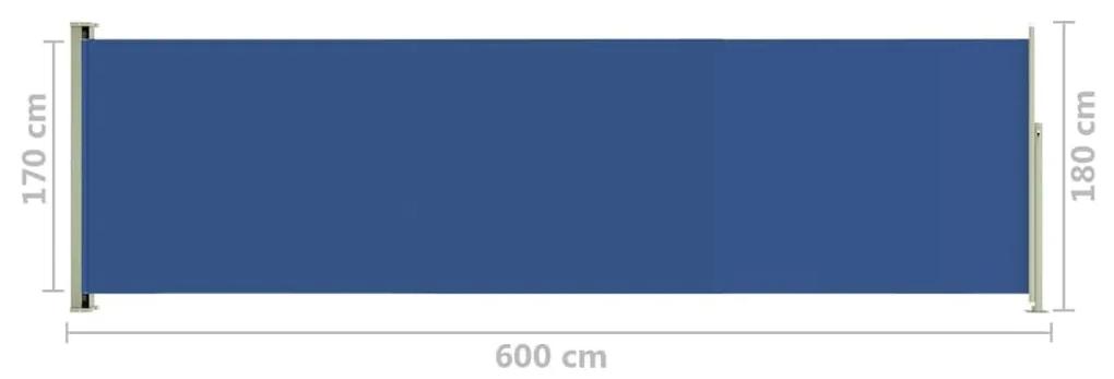 Σκίαστρο Πλαϊνό Συρόμενο Βεράντας Μπλε 180 x 600 εκ. - Μπλε