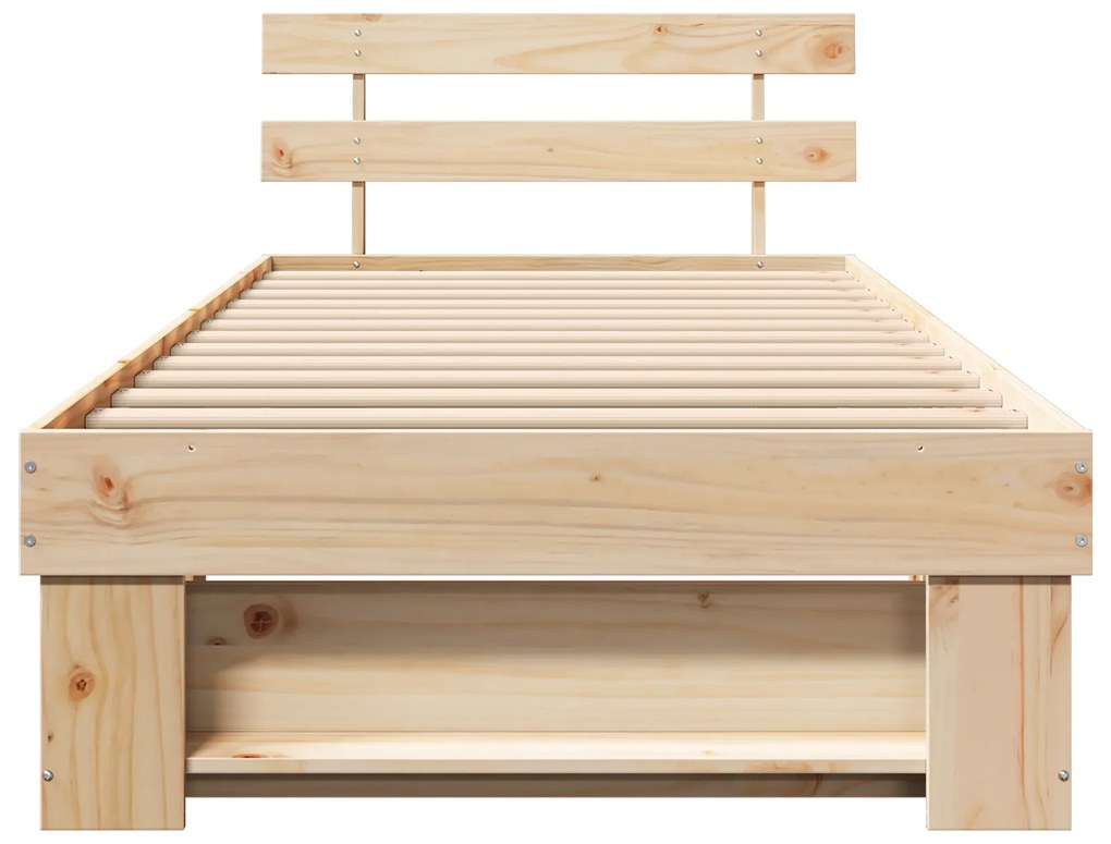vidaXL Σκελετός Κρεβατιού Καφέ 90 x 190 cm Μασίφ ξύλο πεύκου