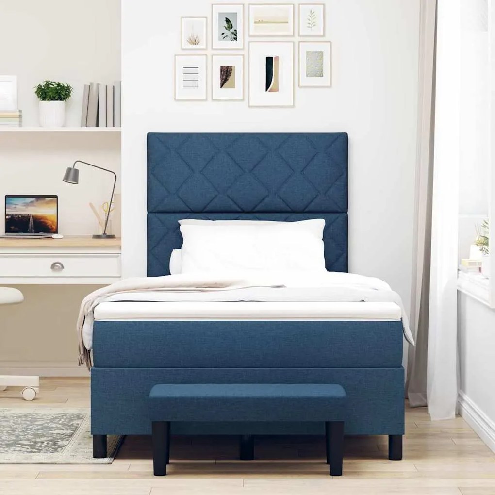 vidaXL Κρεβάτι με ελατήρια με στρώμα Μπλε 120 x 190 cm ύφασμα