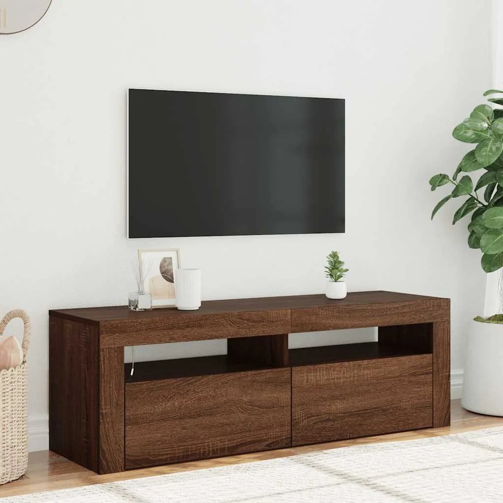 vidaXL Έπιπλο Τηλεόρασης με LED Καφέ Δρυς 120x35x40 εκ.