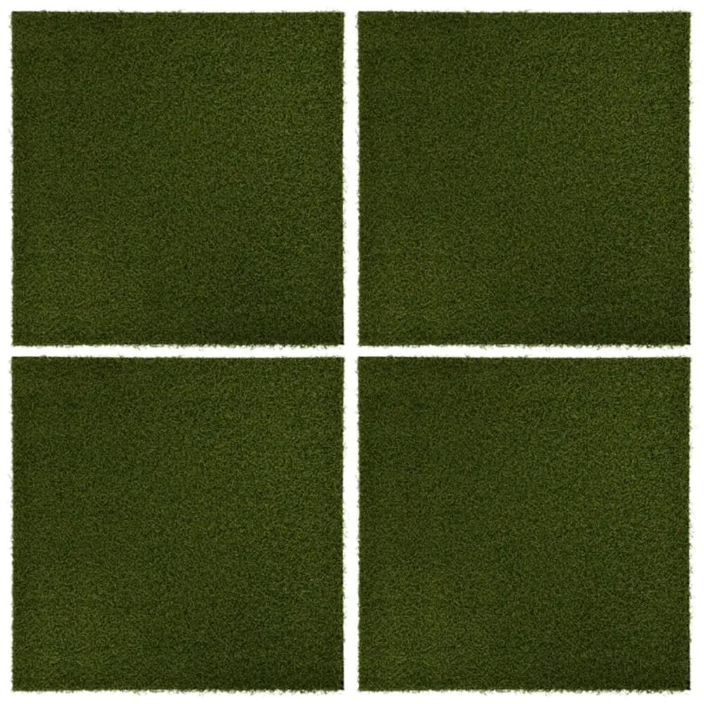Πλακάκια Συνθετικού Χλοοτάπητα 4 τεμ. 50x50x2,5 εκ. Καουτσούκ - Πράσινο