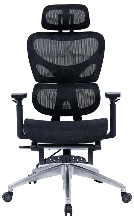 Καρέκλα γραφείου διευθυντή με υποπόδιο Thelonius mesh μαύρο 61x63x117 εκ.