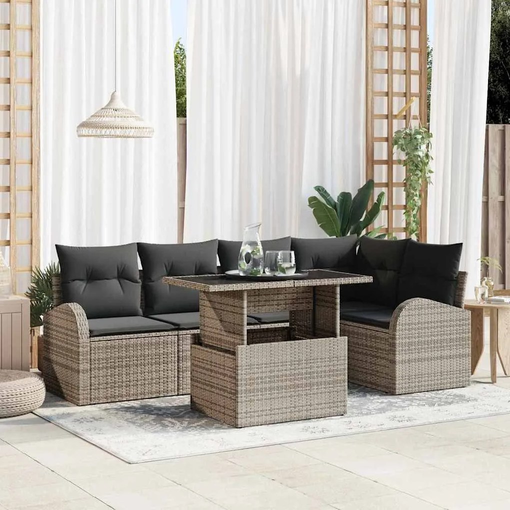 vidaXL Σετ Καναπέ Κήπου με μαξιλάρι 6 pcs Γκρι 100 x 55 x 73 εκ