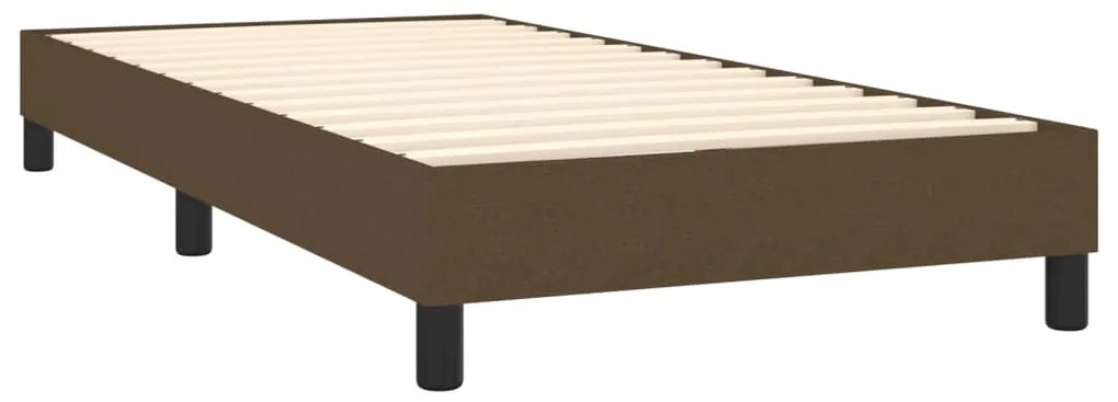 vidaXL Κρεβάτι Boxspring με Στρώμα Σκούρο Καφέ 90x200 εκ. Υφασμάτινο