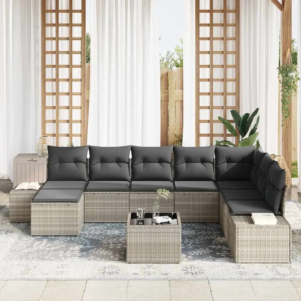 vidaXL Σετ Καναπέ Κήπου 9 pcs 319 x 209 x 85 εκ. Πολυ ράταν
