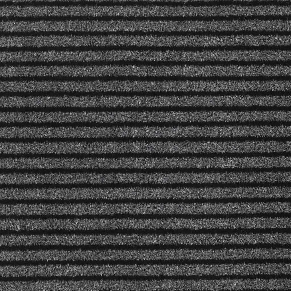 vidaXL Χαλάκι Εξώπορτας Ριγέ Μαύρο και Γκρι 60 x 90 cm