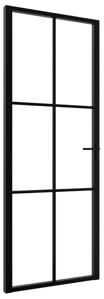 vidaXL Πόρτα Εσωτερική Μαύρη 76 x 201,5 εκ. από Γυαλί ESG / Αλουμίνιο