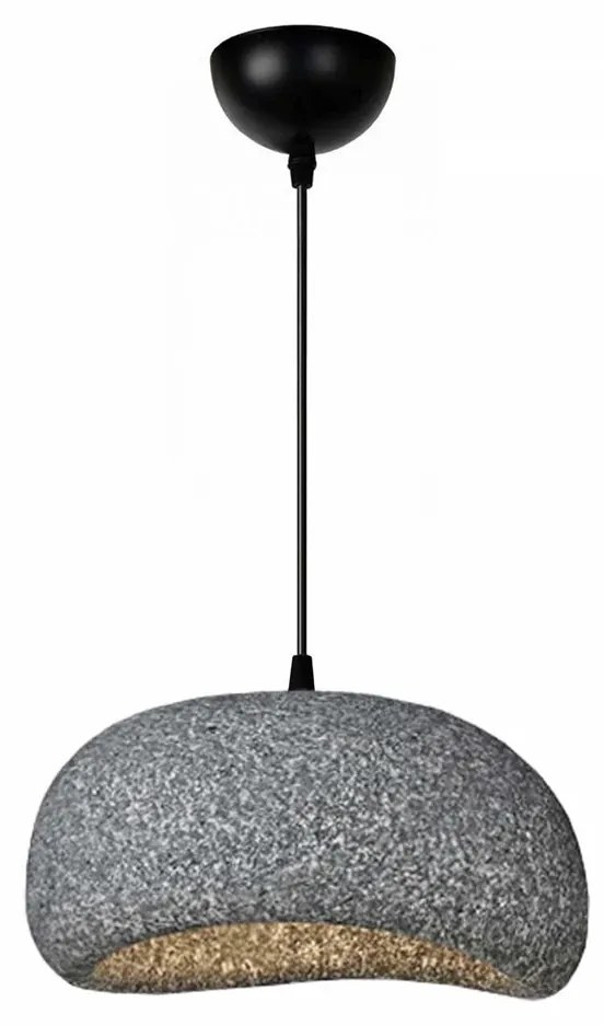 GloboStar® STONE 204-0122 Μοντέρνο Κρεμαστό Φωτιστικό Καμπάνα Μονόφωτο 1 x E27 IP20 Γκρι Πολυστερίνη με Γκρι Ρητίνη - Μ31.5 x Π35 x Υ26cm
