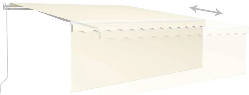 vidaXL Τέντα Συρόμενη Χειροκίνητη με Σκίαστρο & LED Κρεμ 4 x 3 μ.