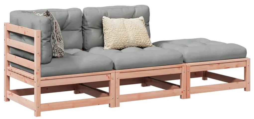 vidaXL Καναπές Κήπου Σετ 3 Τεμ. Μασίφ Ψευδοτσούγκα Ελάτης Μαξιλάρια