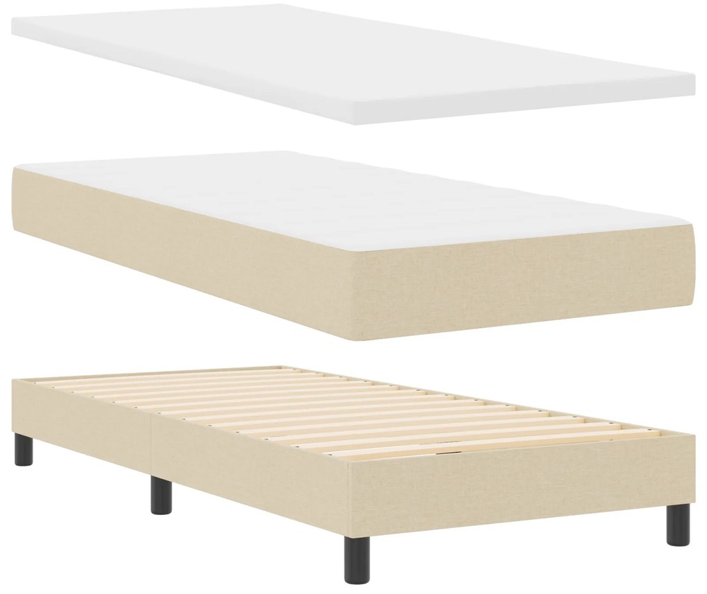 vidaXL Box Spring Bed με Ματράς Κρεμ 90x200 εκ. Υφάσματος