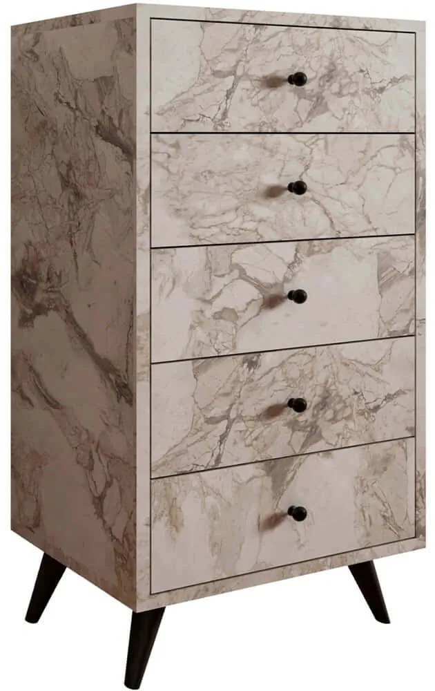 Συρταριέρα Frenzu 811MDD4301 50x40x103cm Marble Effect White
