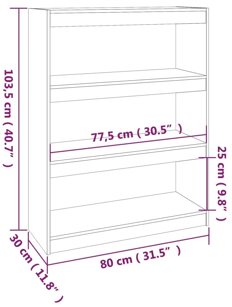 ΒΙΒΛΙΟΘΗΚΗ/ΔΙΑΧΩΡΙΣΤΙΚΟ ΧΩΡΟΥ 80X30X103,5 ΕΚ. ΜΑΣΙΦ ΞΥΛΟ ΠΕΥΚΟΥ 808188