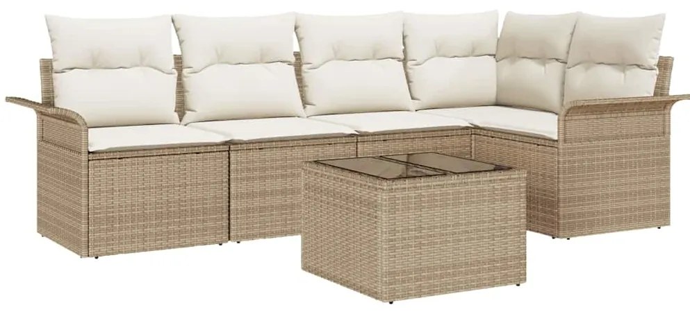 vidaXL Σετ Καναπέ Κήπου 6 pcs 242.5 x 132.5 x 85 εκ. Πολυ ράταν